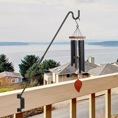 AILIN YELOKIE 32" 360° Swivel Deck Hook - Heavy Duty Solid Steel Plant Hanger, 12-Directional Adjustable Wall Bracket for Bird Feeders/Pole, Outdoor Plants & Wind Chimes, Black (4-Pack)