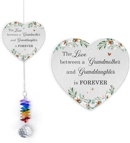 Gifts for Grandma - Mother’s Day Birthday Gift - Meanigful Keepsake - Heartfelt Gift for Grandmother Mom Mama Nana from Granddaughter Daughters - Crystal Rainbow Maker - Hanging Window Decor