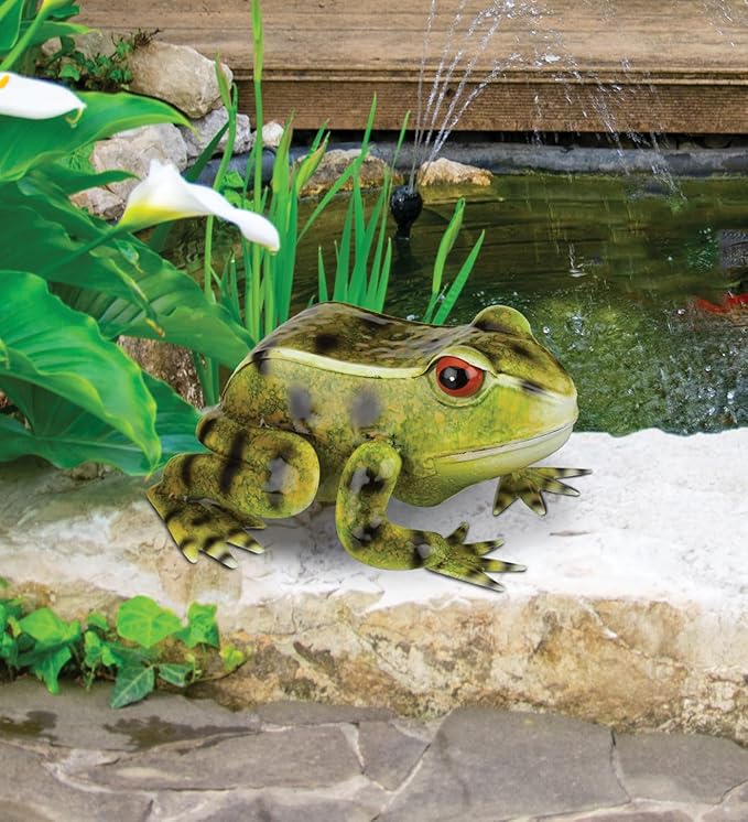 Regal Art & Gift Frog Garder Statue 9 Inch - Decorative Outdoor Sculpture, Metal Decor for Patio, Porch & Garden Décor