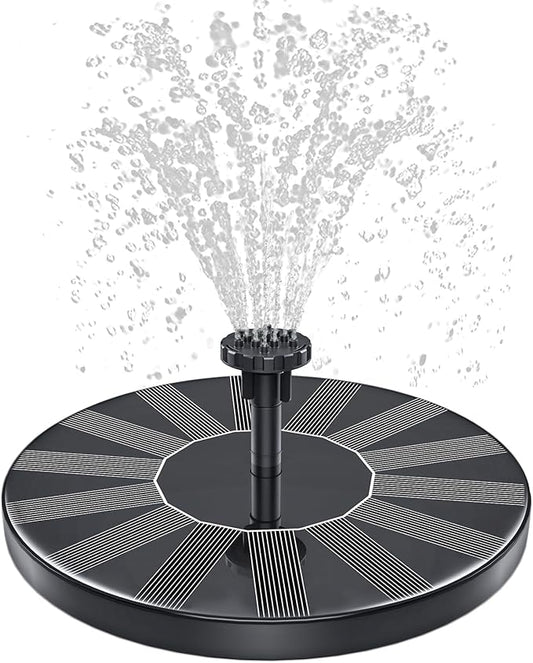 Solar Fountain, 1.5W Solar Bird Bath Fountains Pump Floating Solar Powered Water Fountain with 6 Nozzles and Fixer, Solar Fountain for Bird Bath, Outdoors, Garden, Pond, Pool