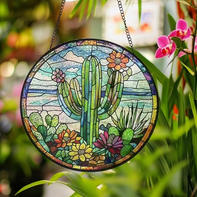 Stained Glass Window Hanging,suncatcher Stained Glass kit,Stained Glass Ornament, Garden suncatchers for Windows Hanging,Window Decor or Indoor,Gifts for Women, Lovers, Couple, Friends