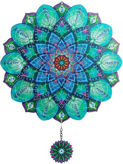 DREAMYSOUL Peacock Hanging Wind Spinners 12 Inch Laser Cut Stainless Steel Wind Spinners for Yard and Garden 3D Outdoor Wind Spinner Peacock Decor Ornaments