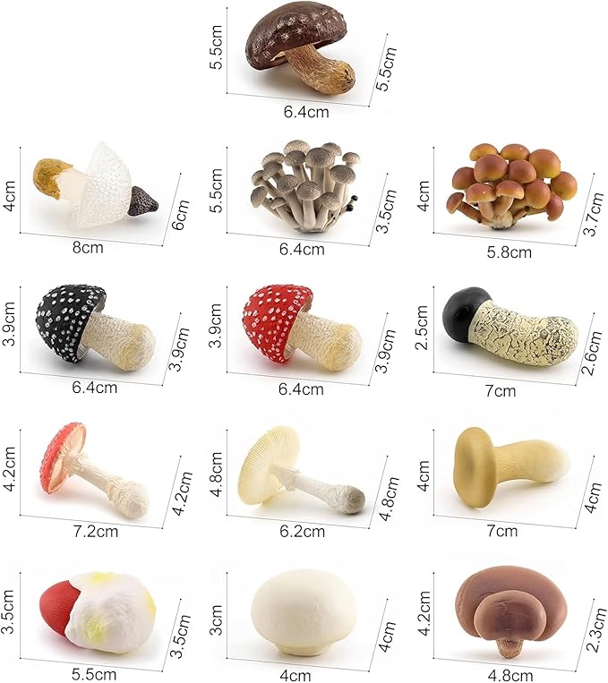 White Fake Mushrooms Small Mushroom Decor Realistic Plastic Cute Mushroom Stuff for Kids Realistic Mushroom Figurines, Mushroom Gifts for Home, Household, Garden, Yard Deco, Outdoor Statues