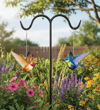 Regal Art & Gift Hummingbird Bouncie Set of 2 - Hand-Painted Metal Spring Garden Decor, Weather-Resistant Outdoor Yard Art, Bird Sculpture for Lawn & Patio - Rufous& Woodnymph