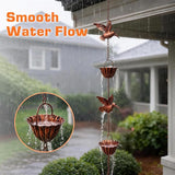 7.9FT Rain Chain for Gutters, Rain Chains with 7 Cups & 8 Decorative Bird Accent, Adjustable Rain Catcher Chain for Eaves Drainage, Functional & Decorative Replacement for Gutter Downspout