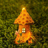 Fairy Garden Statues,Fairy Garden House with Solar Powerd Night Light,Yard Decorations Outdoor Fairy Garden Accessories Decor for Outside (Flower-Mushroom)