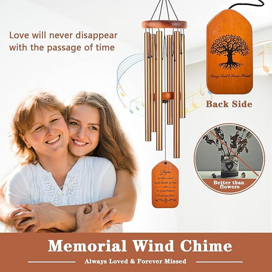 Soopau Memorial Gifts, 30" Wooden Sympathy Wind Chimes for Loss of Loved One, Memorial/Bereavement/Condolence/Funeral Gifts for a Loved One Mother Father Miscarriage