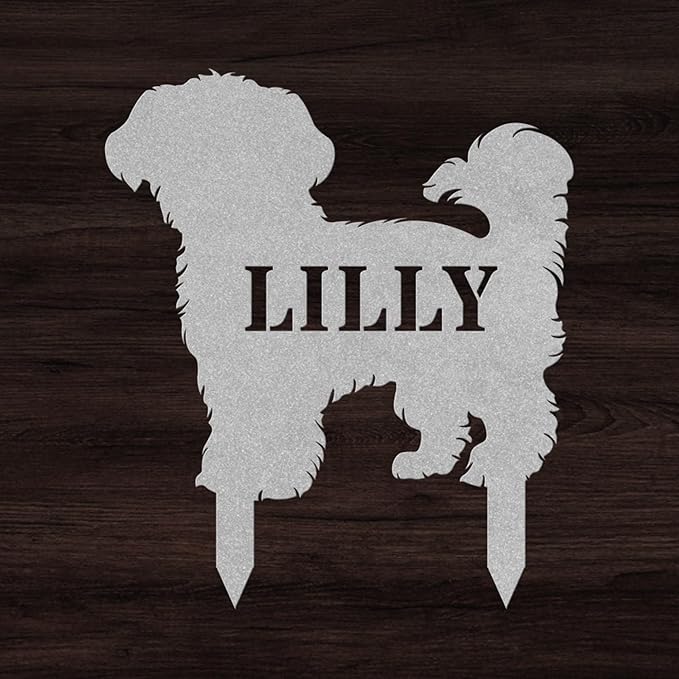 Personalized Maltipoo Silver Yard Statue Stake,Custom Maltipoo Dog Outdoor Garden Art Decor,Memorial Remembrance Sculpture for Yard Garden Porch Lawn Grassland Park Farm Flowerpot Decor.