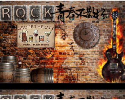 Bar Wall Decor Beer Signs Metal Tin Sign For Patio Backyard And Pool，Group Therapy Practiced Here Funny Personalized Vintage Signs For Home Decor Art Accessories Decorations Outdoor 8x12 Inch