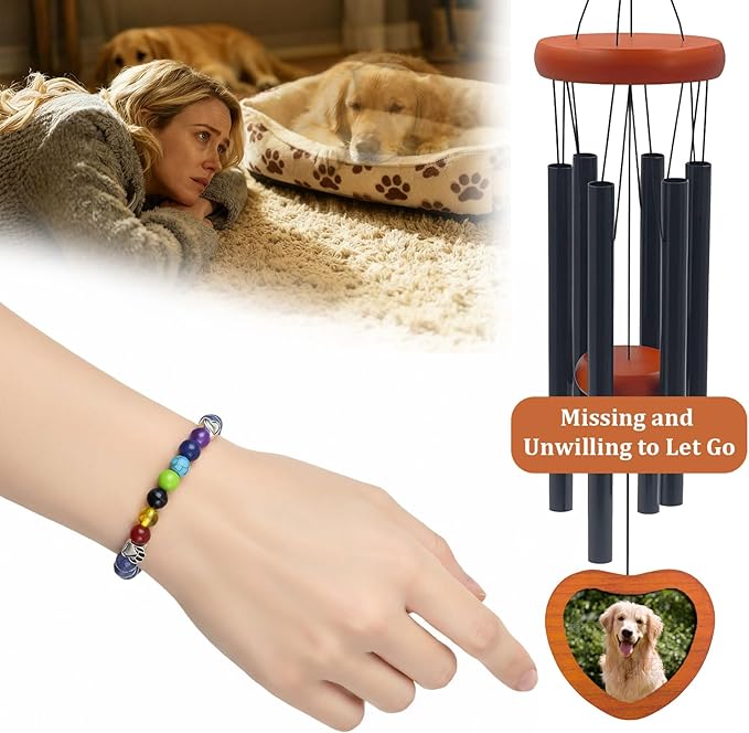 Pet Memorial Wind Chimes，Loss Pets Sympathy Gift Dogs Passing Away Gift, Remembrance Bereavement Gift,in Memory of Dogs Cats Gifts
