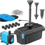 Antfraer Pond Filter with Pump Kits, Pond Filters for Outdoor Ponds Built In 660GPH Pond Pump, Pond Filter Box Suitable for Garden, Fountain, Pond, Animal Sink, Waterfall, Aquarium-Corded Electric