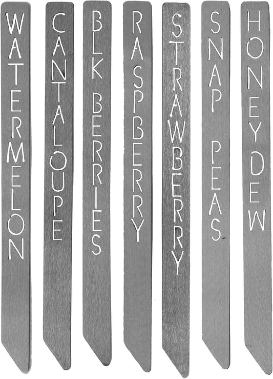 Customizable 12" Metal Garden Markers - Personalized Plant Labels, Herb & Vegetable Stakes, Outdoor Garden Signs, 80+ Varieties for Easy Plant ID (7 pack - 12 inches long)