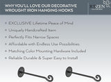 RTZEN Plant Hangers Outdoor or Indoor - Wrought Iron Metal Hanger Indoor Hook - Heavy Duty Wall Bracket Hooks for Hanging Plants Baskets Lanterns Wind Chimes - 2 Pack (Black Swirl Hooks)