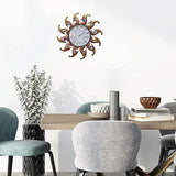 Metal Sun Thermometer Indoor Outdoor Wall Art Decor, Sun with Glass Ball Plaque Sculpture Hanging Mounted for Living Room Bedroom Kitchen Workroom Patio Garden, No Battery Required