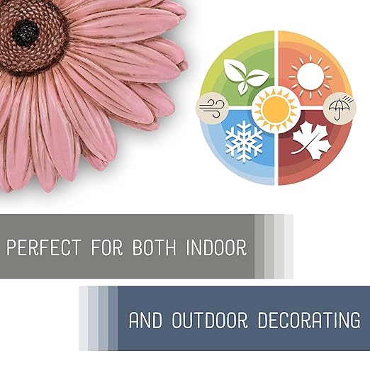 Magnolia Garden 12-Inch Sculpted Pink Daisy Decorative Stepping Stone – 3D Floral Resin Garden Walkway Tile – Elegant Blush Flower Outdoor Accent