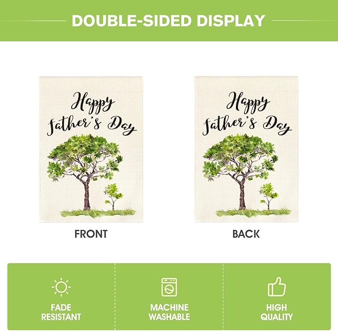 AVOIN Happy Father's Day Watercolor Tree Garden Flag Vertical Double Sided, Holiday Party Flag Yard Outdoor Decoration 12.5 x 18 Inch