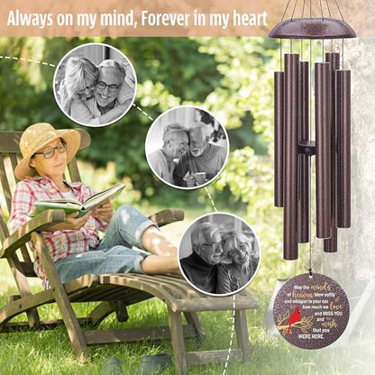 Personalized Memorial Wind Chimes Outdoor, Cardinal Wund Chimes for Loss of Loved One, 36Inch Custom Sympathy Wind Chimes Deep Tone, Condolences Gifts for Funeral (Produced in USA)