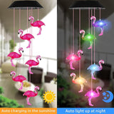 Solar Wind Chimes Flamingo,Birthday Gifts for Mom Grandma Dad, IP65 Waterproof Memorial with 7 Color Changing LED Lights, Outdoor Decor Garden Yard Decorations
