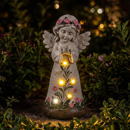 Rempry Solar Garden Angel Statue Decor for Yard Lawn Patio Outdoor, Unique Thanksgiving Anniversary Housewarming Decoration Gifts for Mom Grandma Women