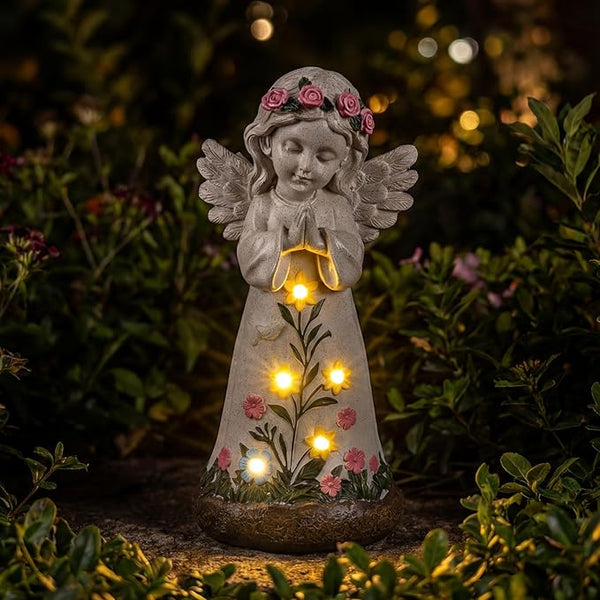 Rempry Solar Garden Angel Statue Decor for Yard Lawn Patio Outdoor, Unique Thanksgiving Anniversary Housewarming Decoration Gifts for Mom Grandma Women