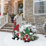YEAHOME Outdoor Christmas Decorations for Home, Decorative Garden Stakes 2 Pack Gnomes for Christmas Decor, Metal Yard Signs Xmas Decorations for Outside Garden Yard Lawn Patio Holiday Party