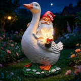 Garden Gnomes Outdoor, Funny Lawn Gnome Statue Decorations, Solar Gnome Riding Goose Figurines Ornament for Patio, Balcony, Yard - Mothers Day Gifts for Women, Mom, Grandma