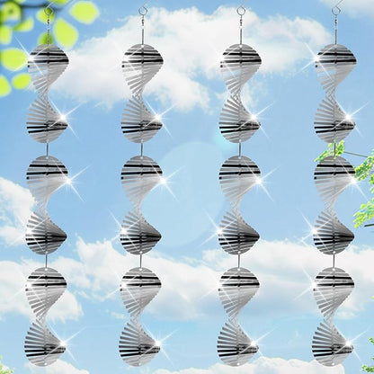 Stainless Steel Bird Deterrents for Outside Patio, Reflective 3D Bird Scare Devices Wind Spinners Outdoor Decor, Woodpecker Deterrent Bird Reflectors to Keep Pigeon Crow Away House Yard Window Porch