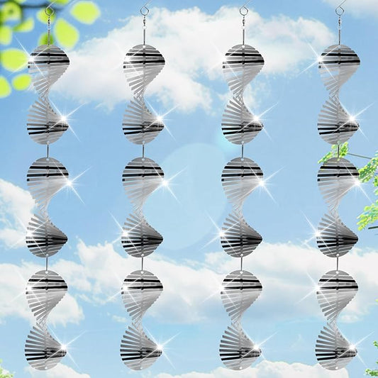 Stainless Steel Bird Deterrents for Outside Patio, Reflective 3D Bird Scare Devices Wind Spinners Outdoor Decor, Woodpecker Deterrent Bird Reflectors to Keep Pigeon Crow Away House Yard Window Porch