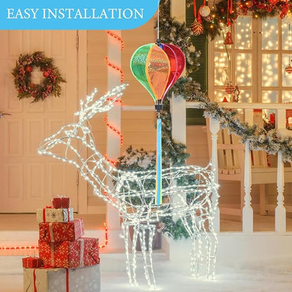ORFOFE 34.6 Inch Hanging Hot Air Balloon Wind Spinner Colorful Outdoor Garden Windmill Decoration for Yard Patio Party