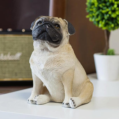 Garden Statues Realistic Lifelike Adorable Sitting Pug Dog Statue 8"/13" Tall Pet Pal Pugs Puppy Pup Dog Breed Collectible Resin Decor Figurine Yard Ornaments Decor