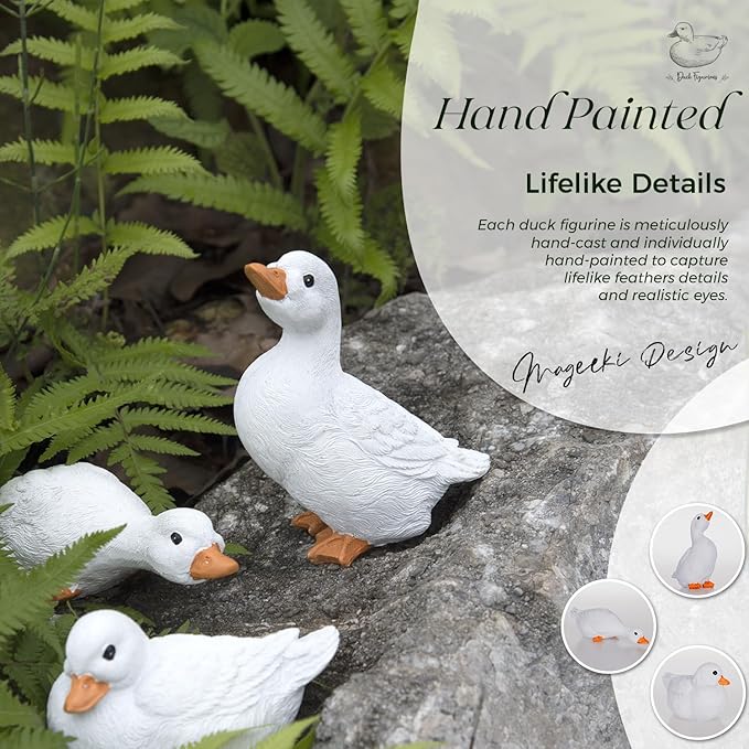 Duck Yard Decorations Outdoor Ornaments, Goose Statue Duck Figurine Garden Statues Resin Animal Figurines, Duck Decor for Garden, Porch, Patio, Lawn, Home (Set of 3)