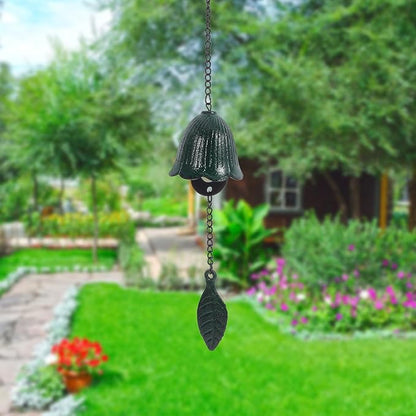 DOITOOL Retro Temple Wind Chime Pendant 12.2 Inch Iron Hanging Bell for Outdoor Garden Patio Balcony Decor with Melodious Sound