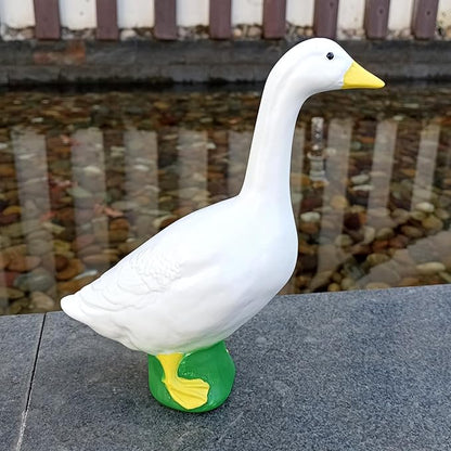 LICAEVEY Goose Statue, Big Resin Large White Goose Garden Lawn Yard Sculpture, Exquisite Craft Goose Figurine Decoration for Indoor and Outdoor