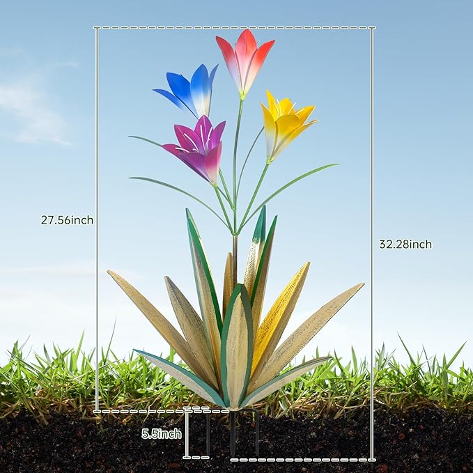 TOMBABY 32.28 Inch Metal Agave Plant Outdoor Decoration Lily Mexican Yard Art Garden Gift Home Decor Hand Painted Metal Agave Garden Yard Statue (2, Grass Green)