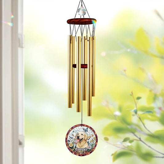 Personalized Pet Memorial Wind Chimes, Custom Crystal Pet Memory Suncatcher Ornament, Pet Memorial Gifts for Dogs, Cat Bereavement Keepsake for Women Nana Mom, Memorial Wind Chimes Garden Décor
