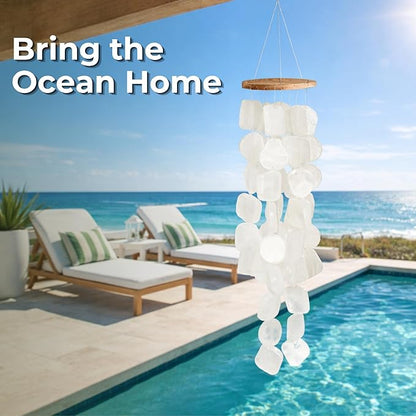 Solange & Frances Beach Decor, Wind Chimes for Outside, Elegant Sea Glass Decor Windchimes, Gifts for A Beach Lover, Natural Gifts, Mother's Day Beach Theme Gift