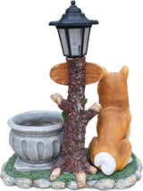 Solar Light Animal Outdoor Statue Planter with Welcome Sign, Resin Garden Sculpture Flower Pot for Patio Lawn Porch Yard Courtyard Decor, Weather-Resistant Decorative Figurine Accent (J)