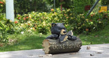 HI-LINE Bear with Gone Fishing Sign Outdoor Garden Statue - 12.25" - Black