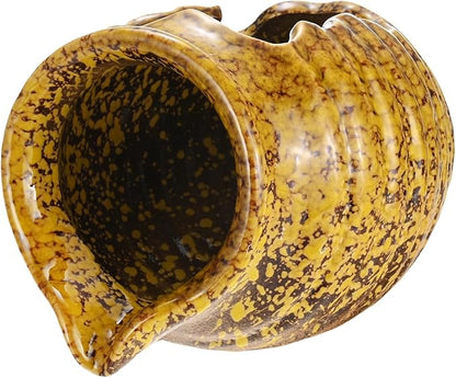 M METERXITY Ceramic Garden Fountain Spitter, Clay Pot Ecological Tank for Pond/Backyard Water Feature/Cave Waterfall/Landscaping, DIY Water Flow Jar Hydroponic Vase [5.5in, Iridescent Yellow]