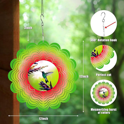 Hummingbird Gifts for Mom, Moms Wind Spinners, Mother's Day Best Gift for Mom, Mother Birthday Gift from Daughter Son, Love Reminder Gifts for Mother's Day, Garden Decor Gifts for Outside, Patio, 12in