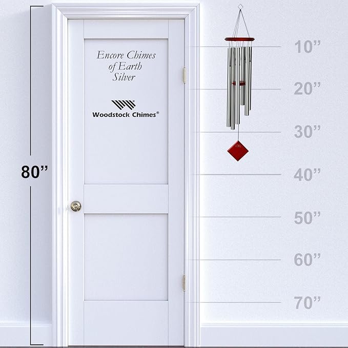 Woodstock Chimes Pluto Wind Chime for Outside 37" Silver Medium Tone Sound for Outdoor Garden, Patio, Porch Decor Gifts, Encore Collection, DCS37