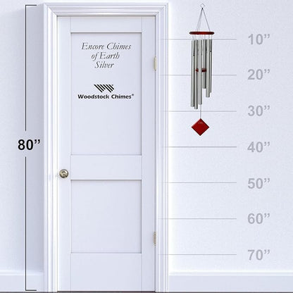 Woodstock Chimes Pluto Wind Chime for Outside 37" Silver Medium Tone Sound for Outdoor Garden, Patio, Porch Decor Gifts, Encore Collection, DCS37