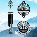 Personalized 50th Anniversary Wind Chimes, 37" Golden Wedding Wind Chime with Custom Family Name Metal Sign,50 Years Together Gift for Parents Grandparents Couples, Outdoor Garden Decor