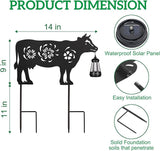 2Pack Solar Outdoor Garden Lights Stakes Solar Metal Flower Cow Lawn Deco Statue Patio, Outdoor Decor, Garden Decorations, Lawn Ornaments