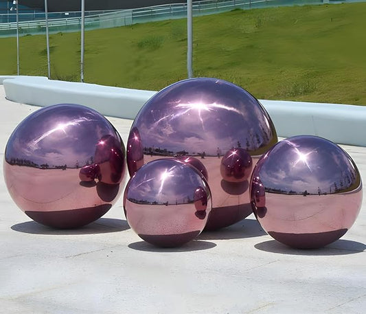Stainless Steel Gazing Globe Mirror Ball, Decorative Gazing Balls for Garden, Reflective Smooth Garden Ball Sphere for Outdoor Yard Decoration (Purple, Dia: 10 inch)