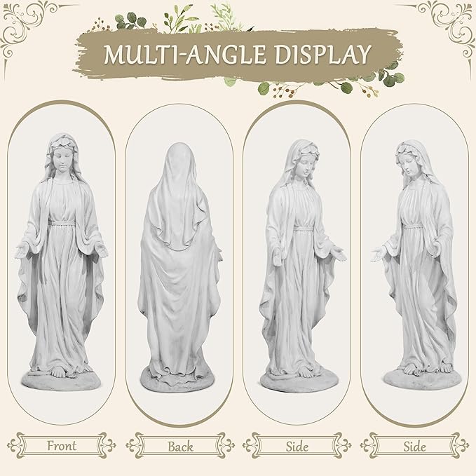 Virgin Mary Statue Outdoor 30 Inch Tall Large Religious Garden Statue, Blessed Mother Outdoor Decorations Statue, Virgen De Guadalupe Statues for Yard, Patio, Home Decor