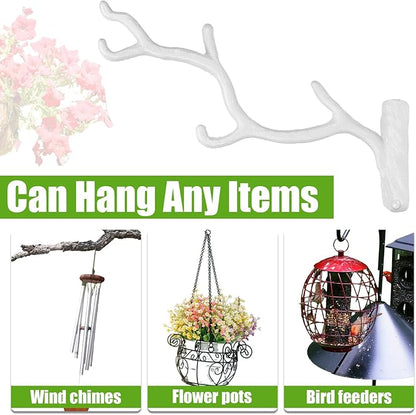 Blulu 2 Pcs 11'' Cast Iron Tree Branch Plant Hangers Decorative Metal Wall Bracket Hooks Wall Heavy Duty Home Storage Rack for Hanging Plants Pots Baskets Lanterns Wind Chimes Outdoor Indoor (White)