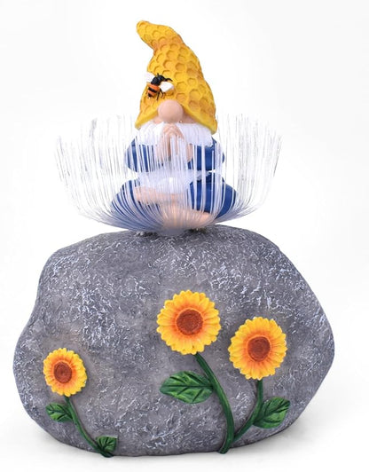 FREECUBE Gnome Garden Decor, Outdoor Solar Garden Statue with Light, Funny Gnome Outdoor Garden Decor for Outside Solar Gnomes Decorations for Yard, Patio, Balcony, Garden