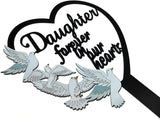 HPMAISON 11 inch Metal Daughter Memorial Stake Grave Decorations for Cemetery Gravesite Sympathy Markers Waterproof Memorial Gifts for Loss of Daughter Tombstones Plaque Outdoors Lawn Yard Decor