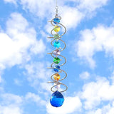 GWAHSA Sun Catchers Gazing Ball Spiral Tail Wind Spinner with Crystal Suncatcher for Hanging Ornaments Decorative Indoor Outdoor Windows Prism Rainbow Maker Car Mirror Home Yard Garden Decor